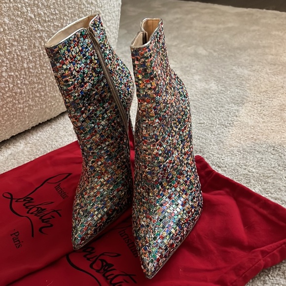 CHRISTIAN LOUBOUTIN Size 10 SO KATE Multicolor Mirror Ankle Booties Boots - Picture 2 of 6